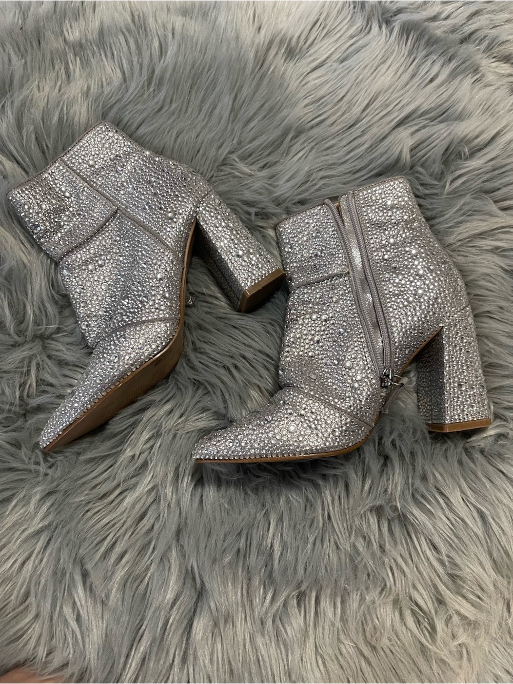 Women's Steve Madden Rhinestone Block Heel Ankle Boots size 5.5